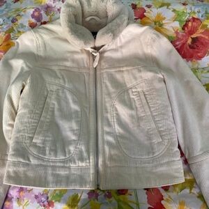 Hollister Cream Utility Jacket with Faux Fur Collar